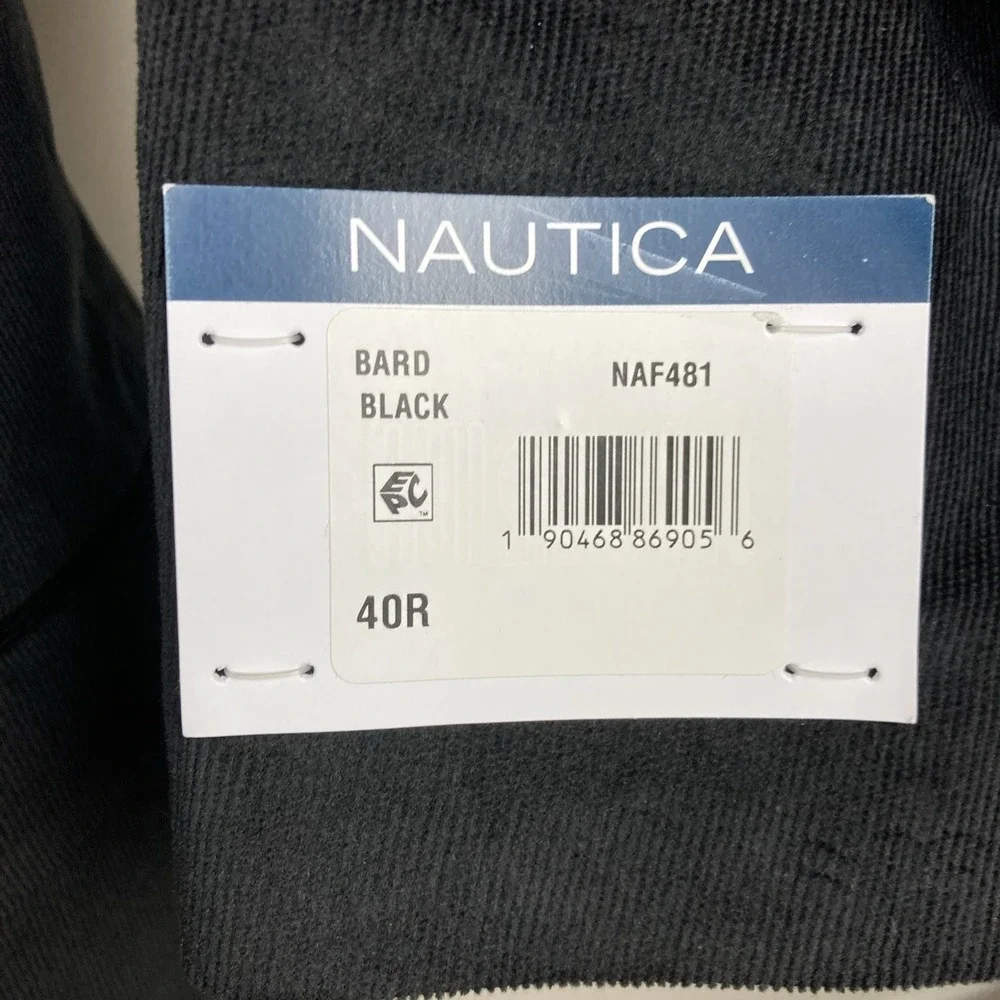 Nautica Mens Modern fit Corduroy Sport Coat Blazer 40R Black Solid